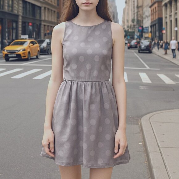 Rachel Antanoff Polka Dot above the knee Grey Fit/Flare Dress - women’s Size XS - Picture 1 of 7